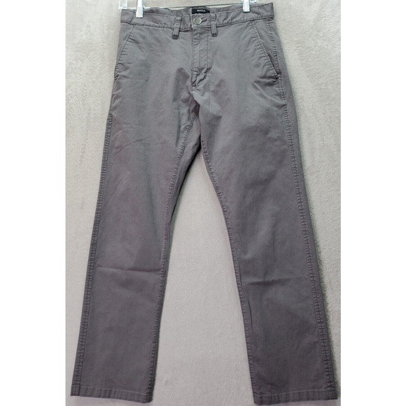 RVCA Pants Men's Size 29 Gray Cotton Pockets Flat Front Daggers Fit Straight Leg - Picture 1 of 9